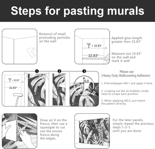 Miniatura 5 de Papel tapiz de tela de hoja de plátano gris botánico tropical para sala de estar, dormitorio, baño, planta mural de pared grande - 137 x 96 pulgadas