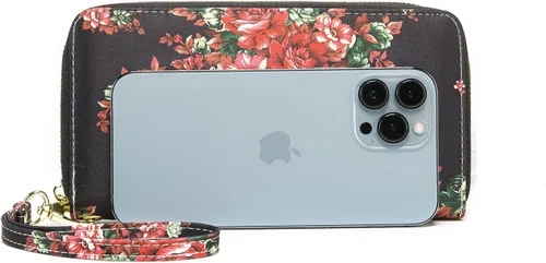 Miniatura 168 de Cartera de mano para mujer, estilo bohemio, con RFID, elegante, espaciosa con correa para viajes, capacidad para tarjetas, teléfono, dinero