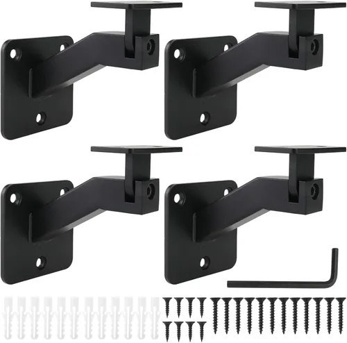 Miniatura 10 de RealPlus Soportes ajustables para pasamanos giratorios de acero resistente para barandilla de escalera, paquete de 3