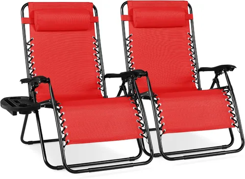 Miniatura 16 de Best Choice Products - Juego de 2 sillas reclinables y ajustables de malla y acero, sillas con sensación gravedad cero con cojines y bandejas