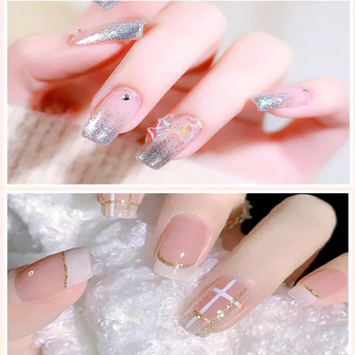 Miniatura 6 de Esmalte de uñas de gel con purpurina de metal plateado, 4 colores pintados de metal platino, esmalte de gel de dibujo dorado, plateado y negro