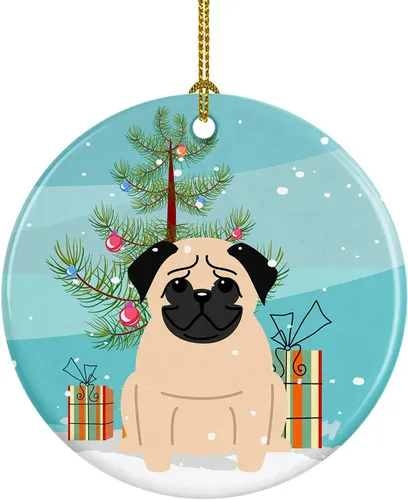 Miniatura 94 de Caroline's Treasures Adorno de cerámica para árbol de Navidad, Laika Spitz de Siberia Occidental, decoración colgante para árbol de Navidad