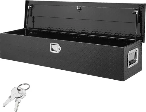 Miniatura 16 de VEVOR Caja de Herramientas de Aluminio Resistente para Cama de Camión, Caja de Herramientas con Placa Estriada con Mango Lateral y Llaves