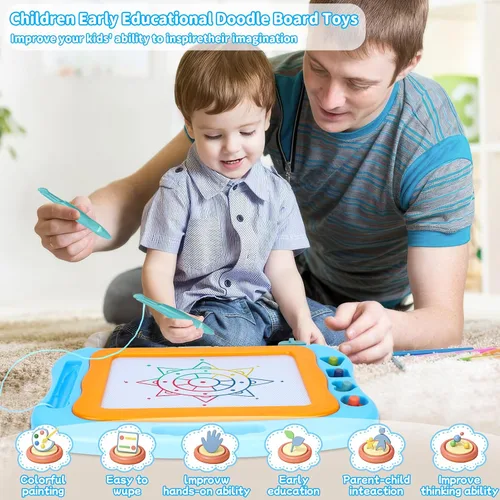 Miniatura 6 de BABLOCVID - Pizarra magnética para dibujar, juguetes para niños pequeños para niños y niñas, pizarra de garabatos borrable de 15 pulgadas