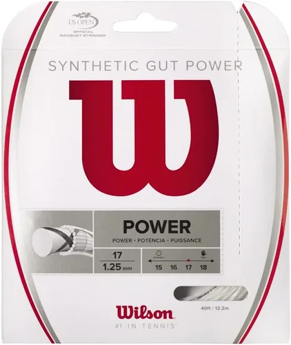 WILSON Synthetic Gut Power - Cordaje para raqueta de tenis, juego y carrete de 200 m, calibre 16 y 17 Blanco