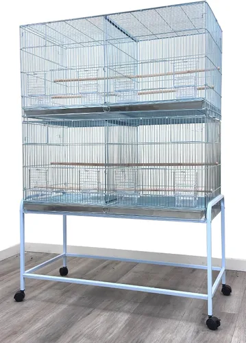 Miniatura 19 de Gran lote de jaula de vuelo para pájaros, sin óxido, galvanizada, chapada en zinc, apilable, con divisor central removible y puertas para nido