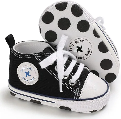 Miniatura 2 de Zapatos de lona para bebés y niñas, suela antideslizante suave, recién nacidos, primeros caminantes, estrellas, zapatos de mezclilla unisex