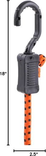 Miniatura 7 de Kotap MABC-18 Cuerdas elásticas ajustables multiusos con ganchos, 18 pulgadas, naranja/negro, 10