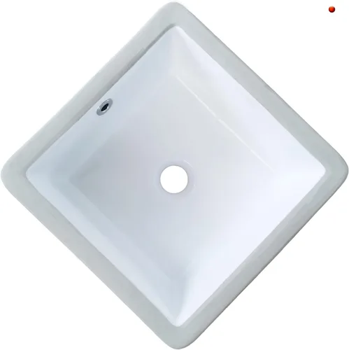 Fregadero de 14 Pulgadas Pequeño Cuadrado Blanco Empotrado para Baño 13.75" x 13.75" Tocador Fregadero Bajo Encimera Rectangular Lavabo de