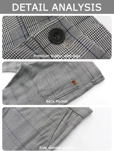 Miniatura 5 de Plaid&Plain Pantalones a cuadros para hombre, pantalones de vestir ajustados para hombre, pantalones chinos ajustados para hombre