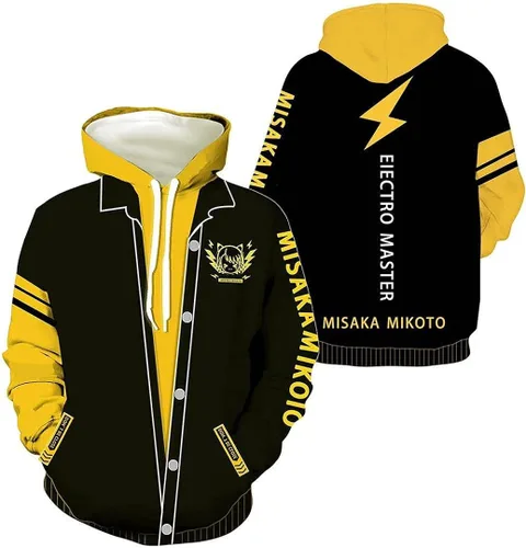 Miniatura 2 de Misaka Mikoto - Sudadera con capucha para cosplay con estampado 3D, S-3XL