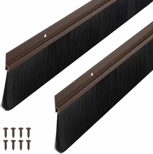 Miniatura 22 de Frienda Juego de 4 cepillos para puerta, cepillo de barrido inferior, burlete de aluminio para puerta con tornillos para huecos de hasta 1 pulgada