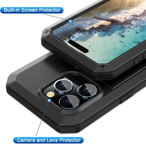 Miniatura 3 de Funda para iPhone 12 Pro Max, funda protectora de cuerpo completo 360, resistente, a prueba de golpes, funda de metal de aluminio con protector