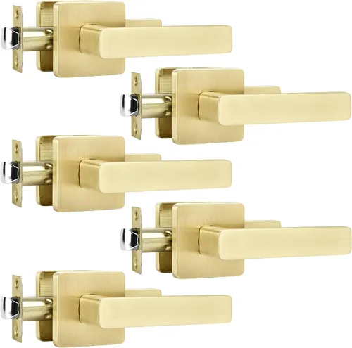 Miniatura 19 de Leydebong - Paquete de 4 picaportes resistentes para entrada con llave, manija dorada, llaves iguales/combo con llave, reversible para la izquierda