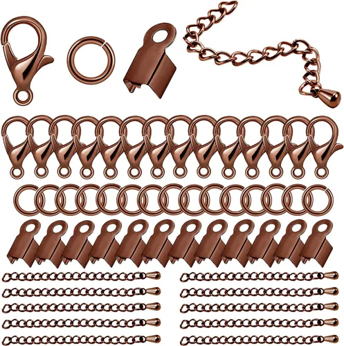 Miniatura 10 de Juego de 580 piezas de accesorios para fabricación de joyas, incluye 250 conectores de anillo de salto abiertos, 250 tapas de extremo de cable Oro