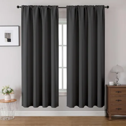 Miniatura 20 de CUCRAF Cortinas opacas de 45 pulgadas de largo, juego de 2 paneles para dormitorio, bolsillo para cortinero, cortinas de oscurecimiento