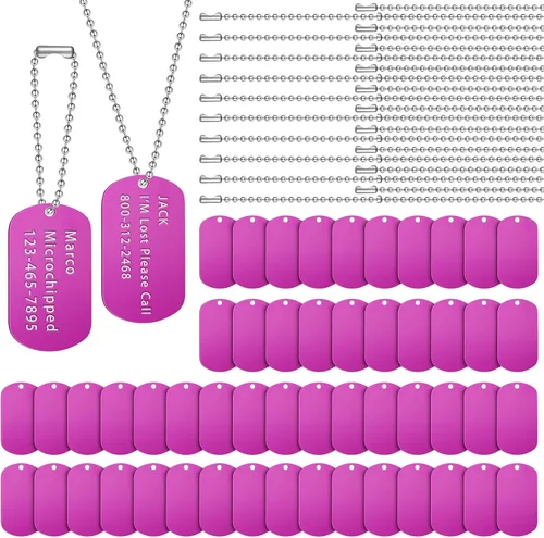 Miniatura 12 de Yinkin Juego de 200 etiquetas militares personalizadas para perro, incluye 100 etiquetas de perro de aluminio en blanco para grabar, 100 bolas