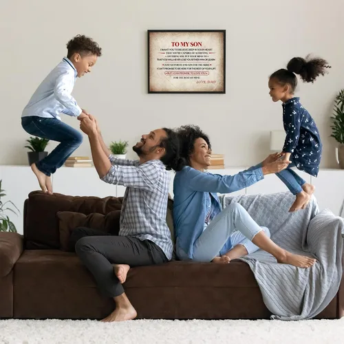 Miniatura 5 de AMERICAN LUXURY GIFTS Impresión artística de pared con texto en inglés "To My Son", "Love Dad", impresión familiar inspiradora de 10 x 8 pulgadas