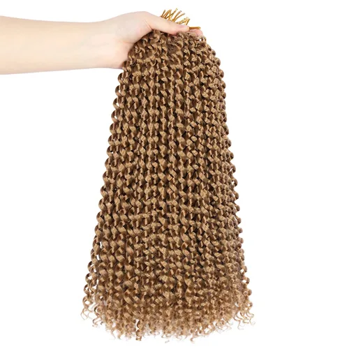 Miniatura 34 de Cabello Passion Twist de 30 pulgadas, cabello rubio de ondas de agua con ganchillo para mujeres, cabello rubio Passion Twist de ganchillo largo 27#