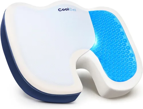 COOL GEL Cojín de asiento de espuma viscoelástica, espuma viscoelástica de enfriamiento de gel, cojín para silla de oficina para alivio del coxis,