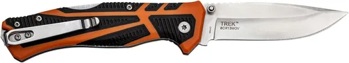 Miniatura 3 de Elk Ridge Outdoors - Cuchillo plegable manual - Trek, hoja de punta de gota de satén de borde fino, mango TPR naranja y negro, bloqueo trasero, clip