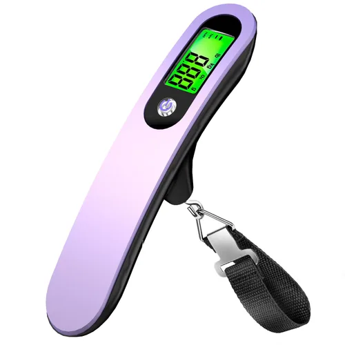 Miniatura 5 de Raabiko Báscula digital de equipaje (paquete de 2), báscula digital de equipaje de mano con capacidad de 110 libras, batería incluida, lavanda