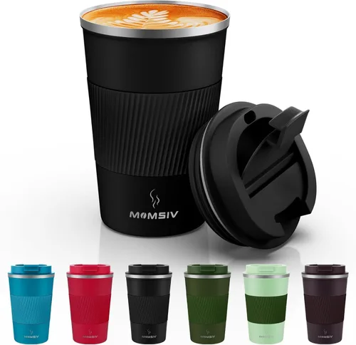 Miniatura 17 de MOMSIV Taza de viaje de 17 onzas, taza de café aislada con tapa a prueba de fugas, vaso reutilizable de doble pared de acero inoxidable al vacío