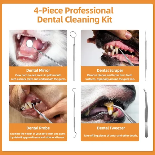 Miniatura 6 de Removedor de placa de perro para dientes, kit de limpiador ultrasónico de dientes de mascotas con luz LED, herramientas dentales eléctricas seguras