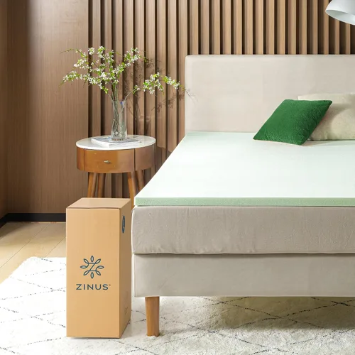 Miniatura 4 de ZINUS Cubrecolchón de espuma viscoelástica de té verde de 1.5 pulgadas, ropa de cama para dormitorio, capa de alivio de presión, ideal para aliviar