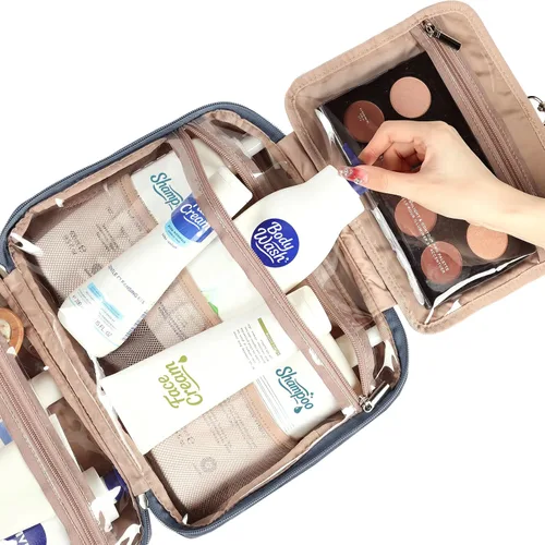 Miniatura 4 de NISHEL - Neceser de aseo colgante para viaje, organizador de maquillaje, estuche de maquillaje para accesorios de viaje, baño, ducha, Aegean-Blue