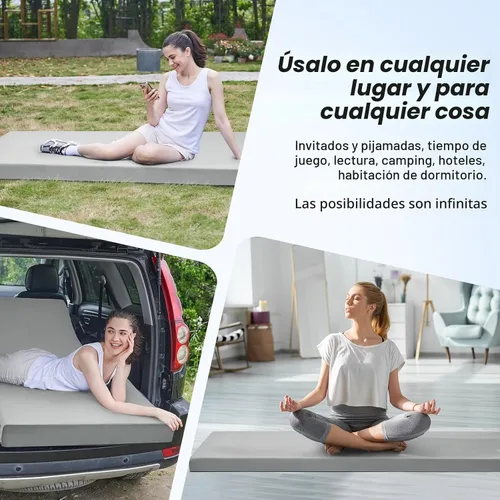 Miniatura 6 de CYMULA Almohadilla de Colchón de Espuma Viscoelástica para Acampar, Almohadilla para Dormir de 3 Pulgadas para Acampar, Base Antideslizante Inferior