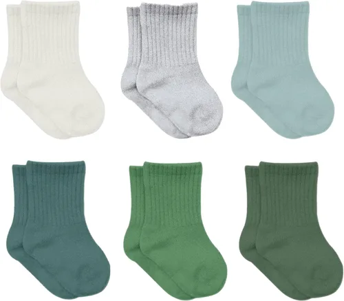 Miniatura 10 de bistyle Calcetines tobilleros con agarre para bebé, 6 pares, calcetines de algodón orgánico para recién nacidos, calcetines para niños y niñas