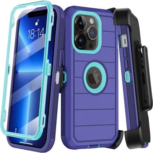 Miniatura 8 de KECAI Funda para iPhone 13 Mini con Protector de Pantalla Integrado, Funda con Clip para Cinturón, Resistente de Servicio Pesado a Prueba de Golpes