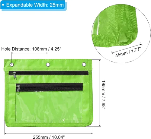 Miniatura 2 de PATIKIL Estuche expandible para lápices de 3 anillos, 1 paquete de tela Oxford de gran capacidad con cremallera, estuche para oficina y hogar