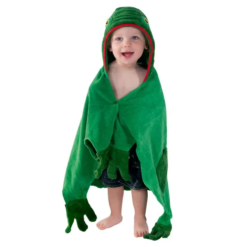 Miniatura 2 de Kidorable Toalla de rana para niños, tamaño mediano, toalla verde con capucha para baño, playa o piscina, toalla para niños 100% algodón, lavable a