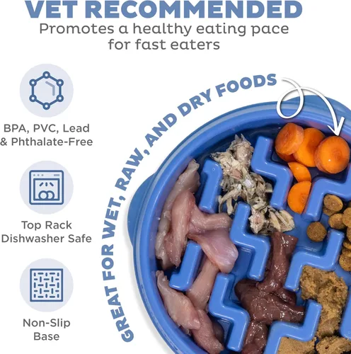 Miniatura 3 de Outward Hound Fun Feeder Slo Bowl Cuenco para perro de alimentación lenta, mediano/pequeño, color azul