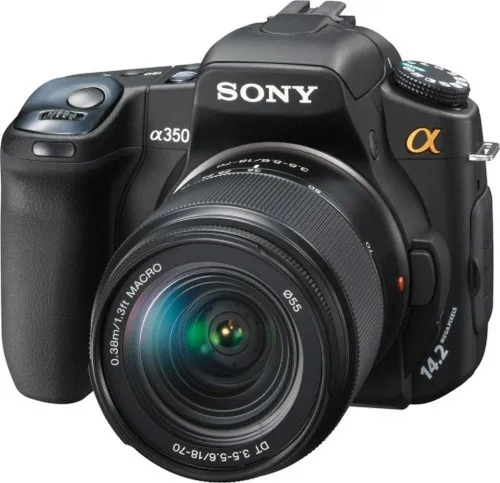 Sony Alpha DSLRA350K 14.2MP Cámara digital SLR con estabilización de imagen Super SteadyShot DT 0.709-2.756 in f/3.5-5.6 Lente de zoom
