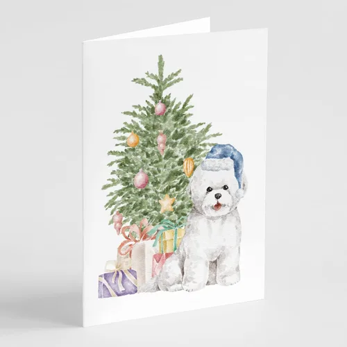 Miniatura 56 de Caroline's Treasures CK8213GCA7P Bulldog, Bulldog Inglés #2 - Tarjetas de felicitación y sobres de árbol de Navidad, paquete de 8 tarjetas en blanco
