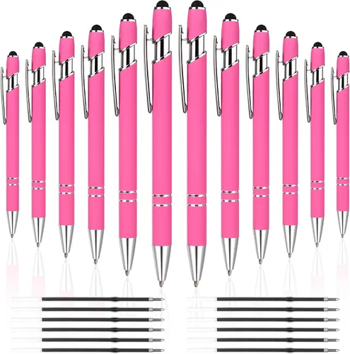 Miniatura 9 de 12 PCS Bolígrafos 2 en 1 con Punta Stylus, Bolígrafo de Metal con Tinta Negra de 1.0 mm, Stylus para Pantallas Táctiles (Oro Rosa y Azul Claro)