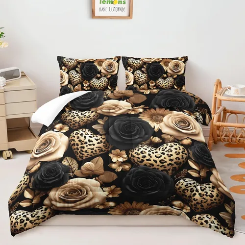 Miniatura 9 de AILONEN Juego de edredón de abeja bohemia, tamaño Queen, juego de ropa de cama de lujo negro y dorado para niños, adolescentes y niñas, edredón