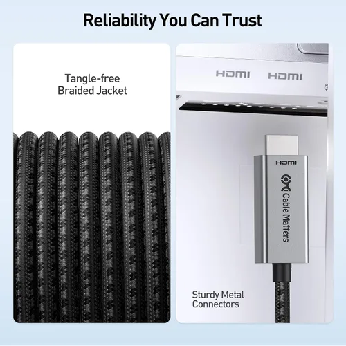 Miniatura 7 de Cable Matters Cable USB C a HDMI 2.1 unidireccional de 48 Gbps 8K para macOS, Windows, 3 pies, soporta 4K @240Hz / 8K @60Hz con HDR, cable