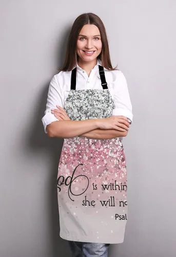 Miniatura 3 de Salmo 46:5 God is Within Her,She Will Not Fall- Delantal con versículo bíblico para el hogar, cocina, impermeable, cocina, horneado, jardinería