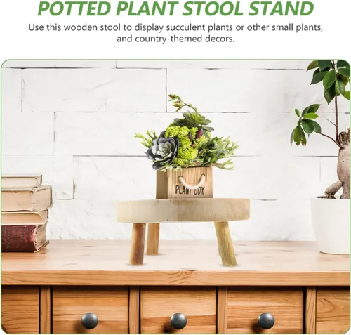 Miniatura 7 de Kichvoe Taburete elevador de planta de pedestal de madera estable para decoración interior y exterior