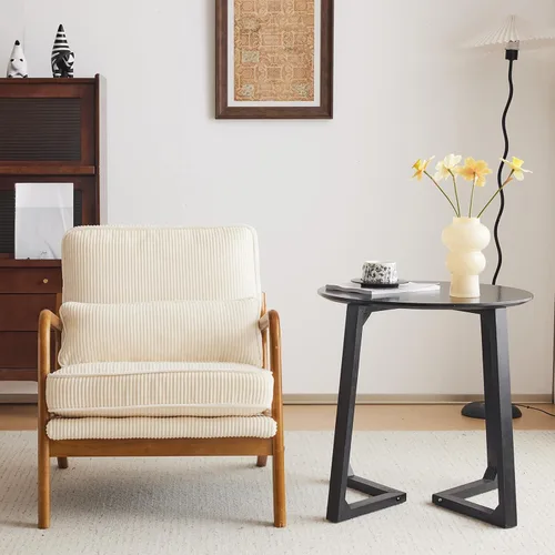 Miniatura 9 de VINGLI Juego Mejorado de 2 Sillones de Acento de Pana Premium, Sillón Tapizado con Brazos, Silla de Lectura Cómoda de Madera Maciza con Almohada