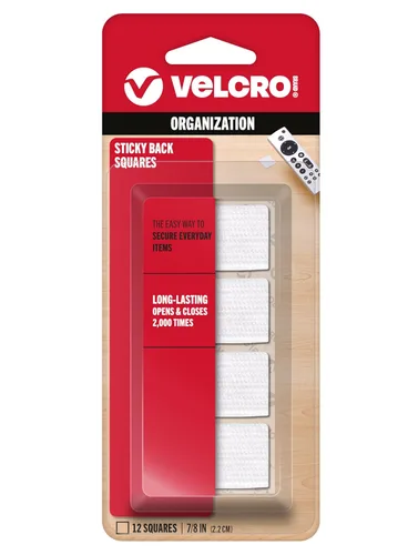 VELCRO Brand Sujetadores adhesivos, adhesivo extraíble, 0.88 x 0.88 pulgadas, blanco, 12 unidades (paquete de 1)
