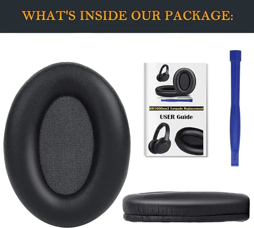 Miniatura 7 de SOULWIT Almohadillas profesionales de repuesto para auriculares Sony WH-1000XM3 (WH1000XM3) supraaurales, almohadillas para los oídos con cuero