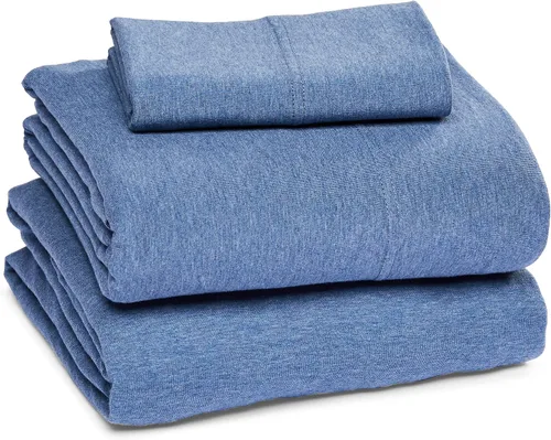 Miniatura 19 de Amazon Basics Cotton Jersey - Juego de sábanas de 4 piezas, tamaño King, color azul cambray, sólido Chambray
