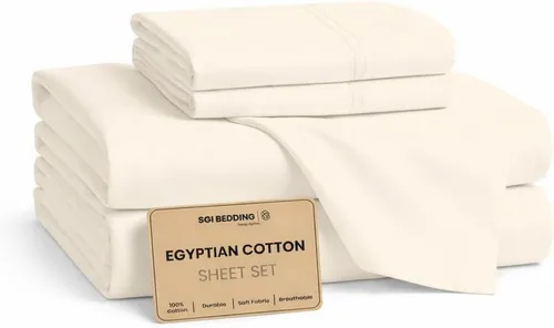 Miniatura 29 de SGI bedding Sábanas 100% algodón egipcio tamaño individual – Sábanas refrescantes, ropa de cama blanca suave y transpirable, ropa de cama de lujo