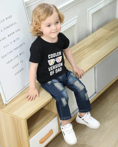Miniatura 3 de YALLET Toddler Boy Clothes 1-5T Boys Outfits Infant Short Sleeve T-Shirt Ripped Jeans 12 18 24 Months Baby Clothing Pants Set