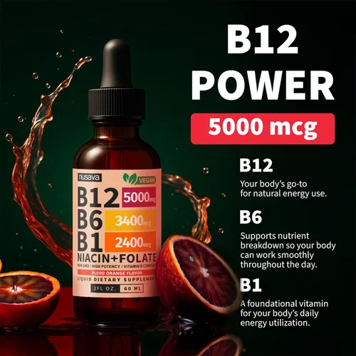 Miniatura 5 de Paquete de 2 gotas líquidas de vitamina B12 y B6, complejo de vitamina B sublingual B12 - Vitamina B 12 de 5000 mcg - B12 metilcobalamina